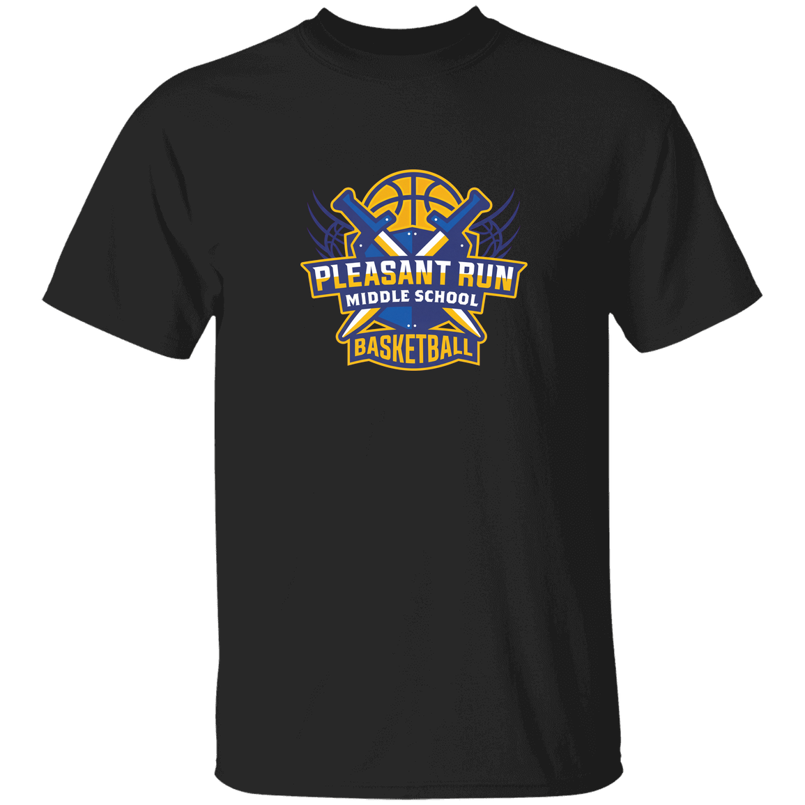 pleasant-run-bold-mascot-gildan-5-3-oz-t-shirt — Black — Front — source sha256 3660bff1bb2c3025058dad17e7cc5df12a10eb7aacc92226c62e958e93924b15 — Color position 2