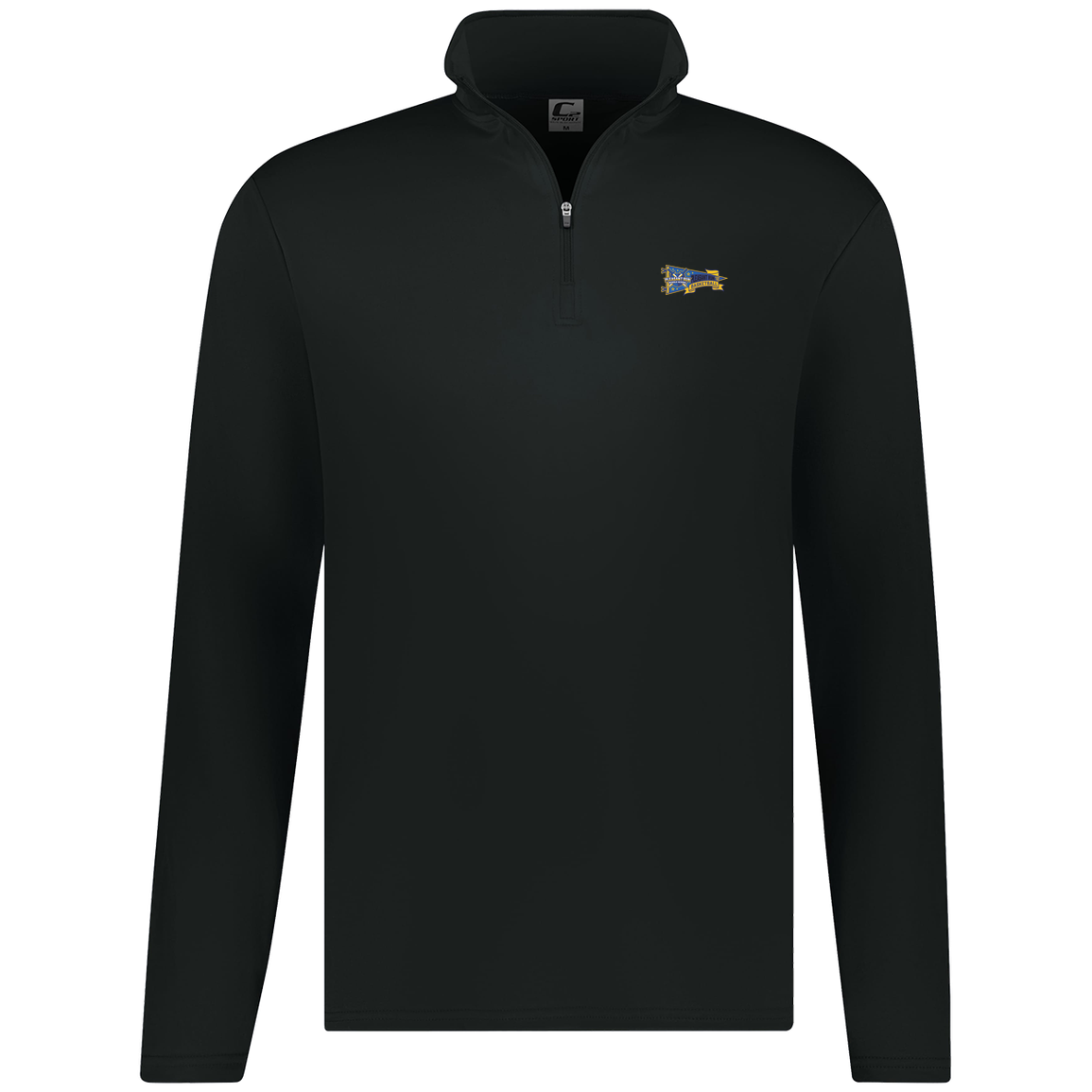 pleasant-run-heritage-pennant-c2-mens-1-4-zip-pullover — Black — Front — source sha256 17cf29486ebc54104863c70d8e1fbe383c1ad32e3ef26a42a0f90f302375fb6f — Color position 2
