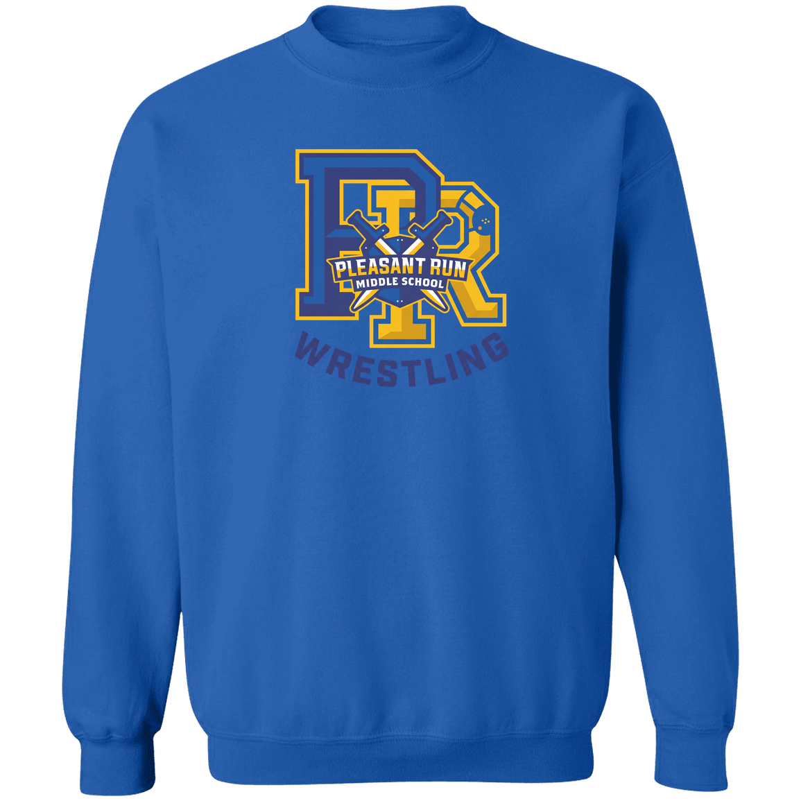 pleasant-run-team-monogram-gildan-crewneck-pullover-sweatshirt — Royal — Front — source sha256 6438406809db0dcecf3eb6fa3fc3036d326f2464a383df9c0764fe861f145335 — Color position 3