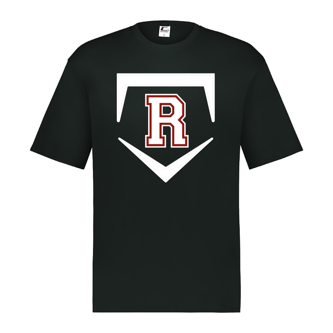rally-softball-rally-base-original-white-c2-mens-performance-short-sleeve-tee — Black — Front — source sha256 0874e9ec05f519bc5792031f72d8c465cf5ebdc3fa97881f1e1e349f5fea9442 — Color position 1