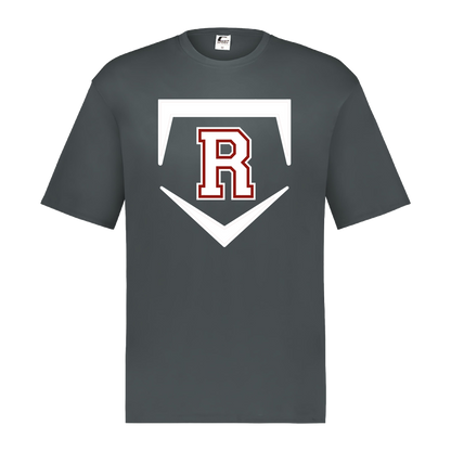 rally-softball-rally-base-original-white-c2-mens-performance-short-sleeve-tee — Graphite — Front — source sha256 2587b3ce4a7294e801ff47c890d1e95633c943b52398788cf535a70e863a0010 — Color position 2
