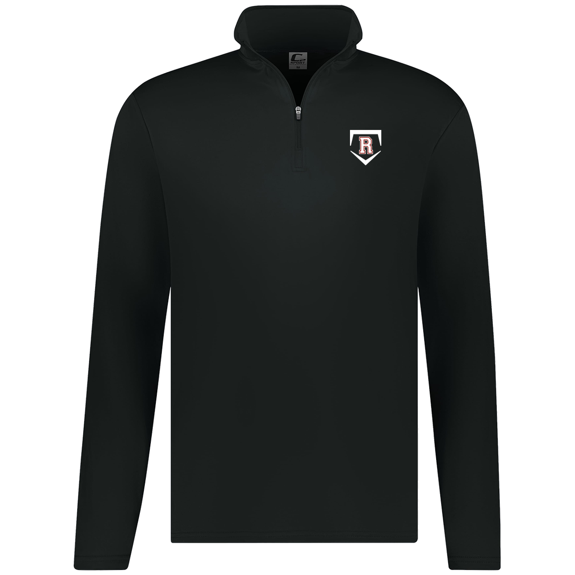 rally-softball-rally-base-original-white-c2-mens-1-4-zip-pullover — Black — Front — source sha256 2ade742da2ab550cd68db003d0339f0d59b2335d59b08094ea6d95c5c7e1c3bb — Color position 1