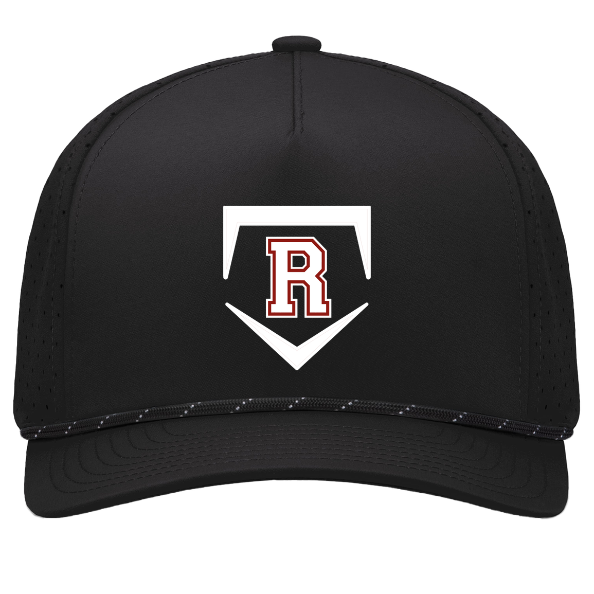 rally-softball-rally-base-original-white-pacific-headwear-weekender-perforated-snapback-cap — Black/Black — Front — source sha256 3d03f3809538dfb5ee7a08f3df155059dbd84151182bbe3d0ba8a95190337791 — Color position 1