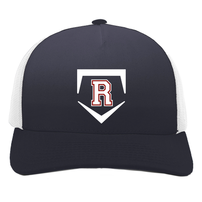 rally-softball-rally-base-original-white-pacific-headwear-5-panel-trucker-snapback-cap — Navy/White — Front — source sha256 44563d3d743791039714e40bd2f20d53ad8abc9b87250615023eb7489192dc61 — Color position 1
