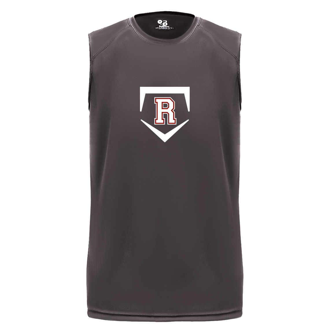 rally-softball-rally-base-original-white-badger-b-core-sleeveless-performance-tee — Graphite — Front — source sha256 56d76c03e950b4c71cadc49dc5aab6ca65f9f0159a3d0854552a9792c2623536 — Color position 2