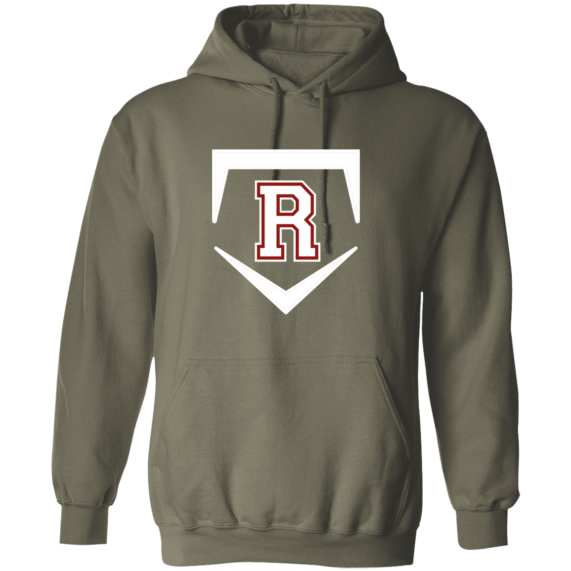 rally-softball-rally-base-original-white-gildan-pullover-hoodie — Military Green — Front — source sha256 5e098de46d07120e586dd91f39e9f6d7d8e2a2782b462059cf0a1ab84deebfde — Color position 3