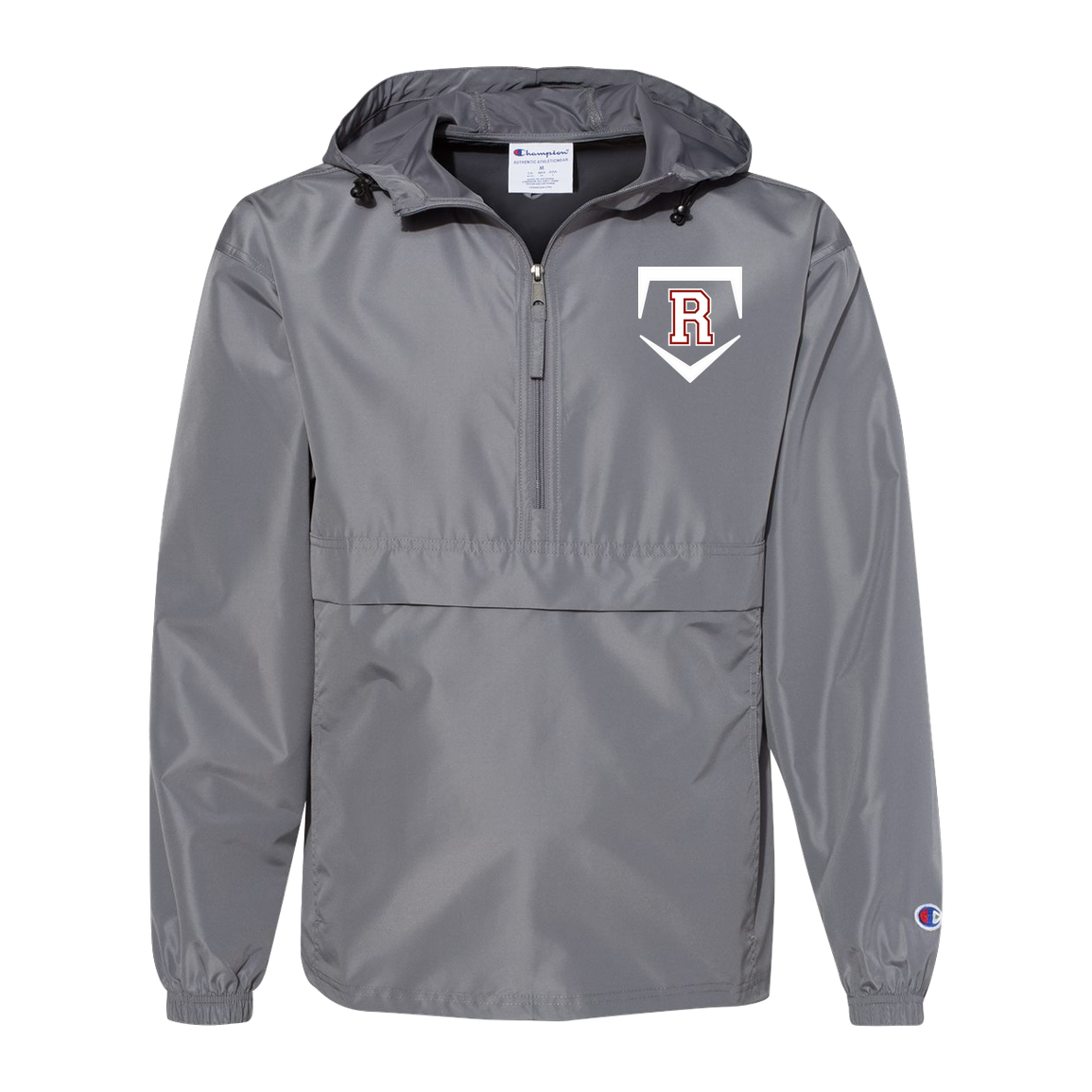 rally-softball-rally-base-original-white-champion-unisex-packable-anorak-jacket — Graphite — Front — source sha256 644eefd24737dbfa1247f81db11d38e87e12f002adb7c9844bde2aa532984f06 — Color position 2