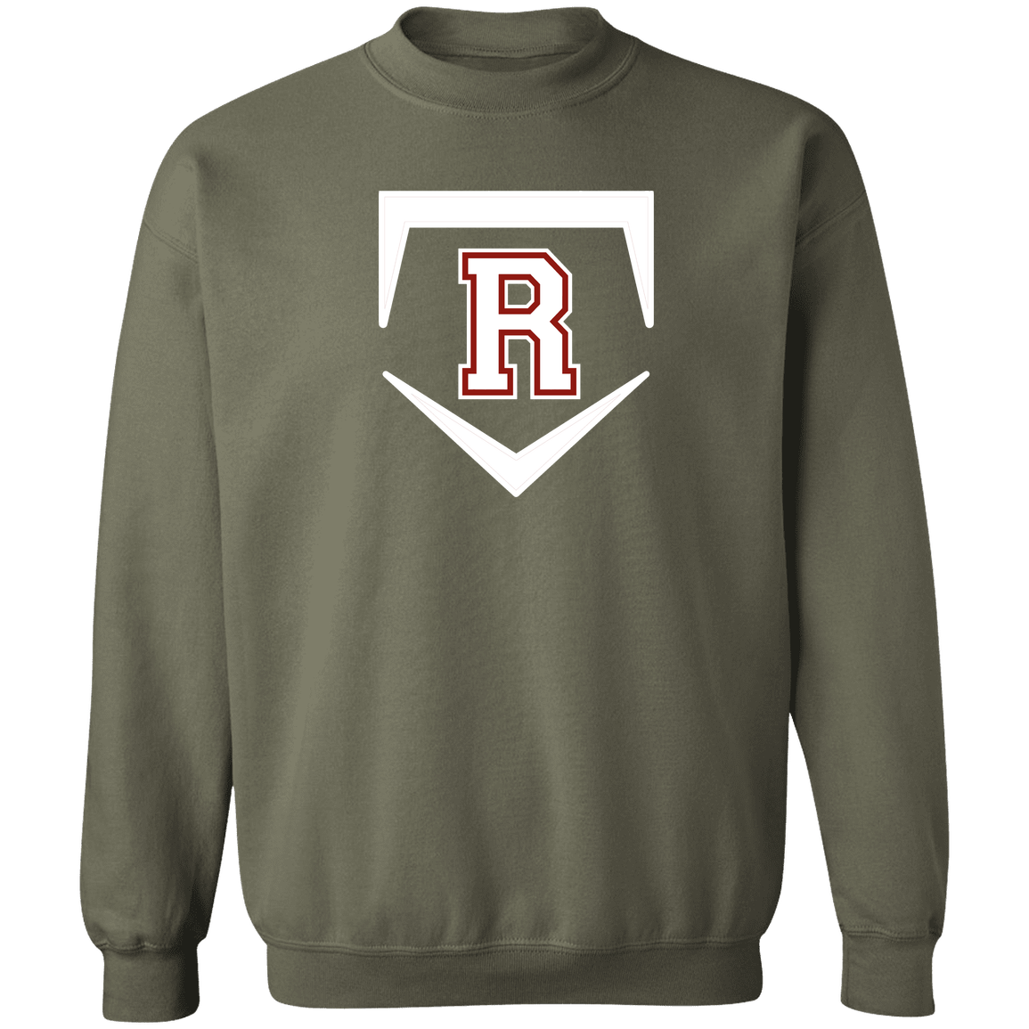 rally-softball-rally-base-original-white-gildan-crewneck-pullover-sweatshirt — Military Green — Front — source sha256 70ce3a45253fe0a26a95447d0f4a370819b61c5608abf865be30db74e33682dd — Color position 2