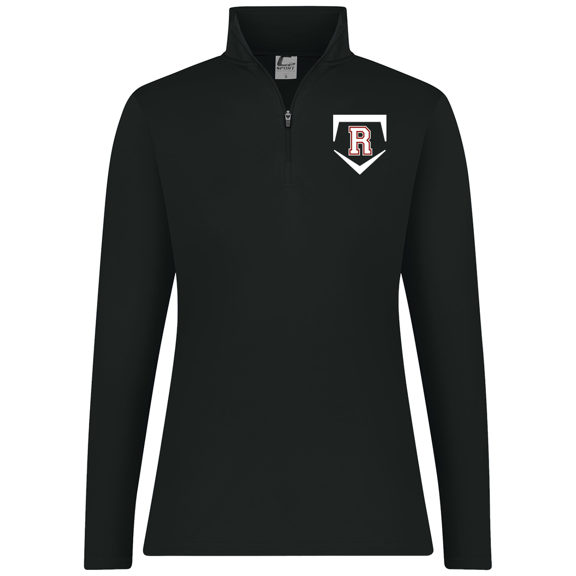 rally-softball-rally-base-original-white-c2-womens-1-4-zip-pullover — Black — Front — source sha256 727134810a019bdc3eb571eb6ab8f463ce1d8c25a86fbcc047e020d422ac5d9b — Color position 1