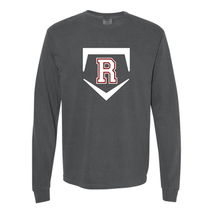 rally-softball-rally-base-original-white-comfort-colors-adult-heavyweight-long-sleeve-tee — Pepper — Front — source sha256 75727c3edeeed9ee5d183bfa8047517ecc52d739736047e06d304ba4ce2e1df6 — Color position 2