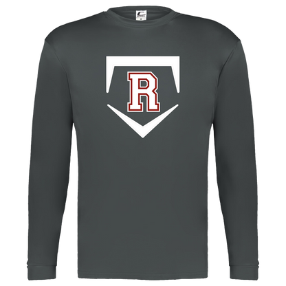 rally-softball-rally-base-original-white-c2-kids-performance-long-sleeve-tee — Graphite — Front — source sha256 7bdda12c64f2895ed102b4c03755e5d8108dc9d801f12700ab1d3bd37bd0a433 — Color position 2