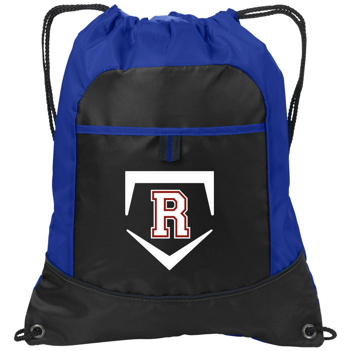 rally-softball-rally-base-original-white-port-authority-pocket-cinch-pack — Black/Hyper Blue — Front — source sha256 885c7e20ec1699d53ec8f5a365f2d680c65164113b7a9c19c1b82f521018b9db — Color position 2