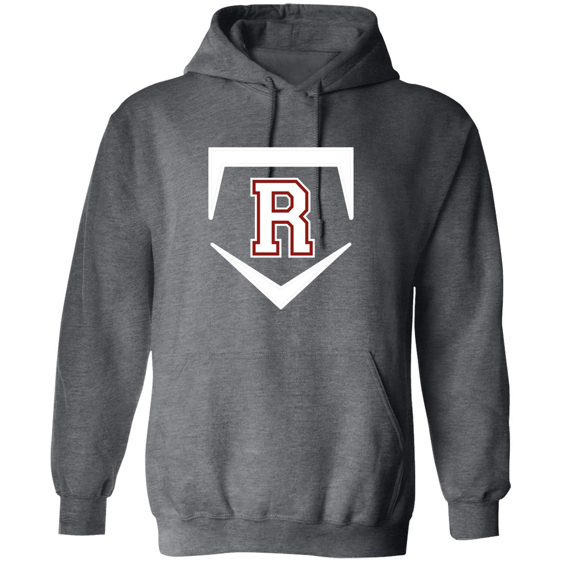 rally-softball-rally-base-original-white-gildan-pullover-hoodie — Dark Heather — Front — source sha256 a2625caec299891b042ee98ba1667f0108fec7a131b1092781b7e868e802988a — Color position 2