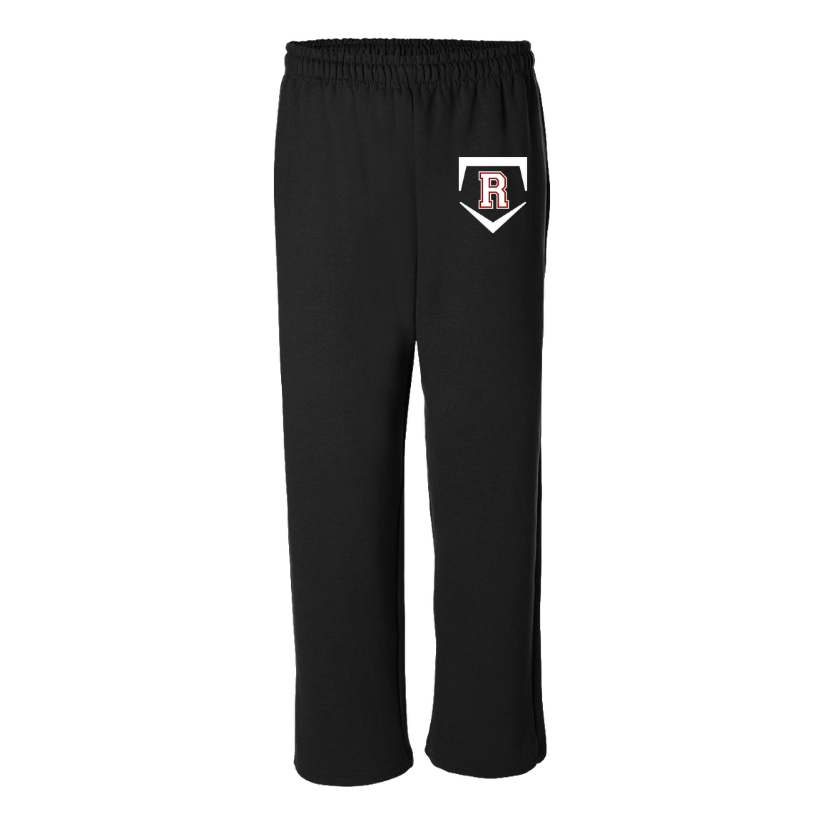 rally-softball-rally-base-original-white-gildan-adult-heavy-blend-open-bottom-pant — Black — Front — source sha256 bbd9a9d7255a108385f50c58aa6847e96872a5119c344eb72f79db45d50d166a — Color position 1