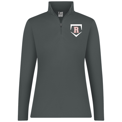 rally-softball-rally-base-original-white-c2-womens-1-4-zip-pullover — Graphite — Front — source sha256 ccf7d9eebe039858b1b9fef52e8a0731e82c678a4ba80f28cefcc5557bdee86c — Color position 2