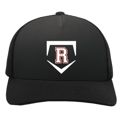 rally-softball-rally-base-original-white-pacific-headwear-5-panel-trucker-snapback-cap — Black/Black — Front — source sha256 d18f6ca9bf106638b253538404bc3cae43aba37b93a412baf8560e2d5cf771a4 — Color position 2