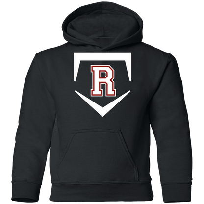 rally-softball-rally-base-original-white-gildan-youth-pullover-hoodie — Black — Front — source sha256 d9126cf38dccc8018a5c1ededdf93283b150e6c0a269aafc4a9abb3db7a92bc7 — Color position 1