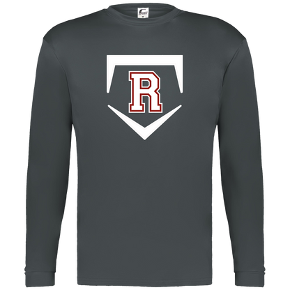rally-softball-rally-base-original-white-c2-mens-performance-long-sleeve-tee — Graphite — Front — source sha256 dd1c84552de29a6b133ab28d08df9550b7432e01184ec80a319c8f28360e538f — Color position 2