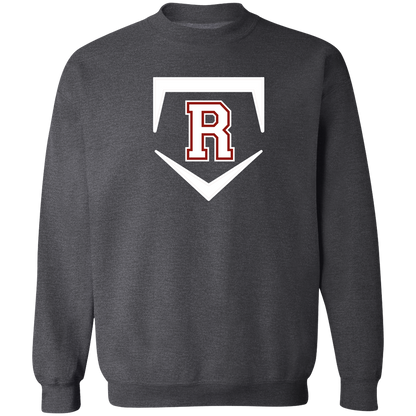 rally-softball-rally-base-original-white-gildan-crewneck-pullover-sweatshirt — Dark Heather — Front — source sha256 e201f9ca1097d6a98cbe3c55946a38316ee9303ce494a1eb2ec55cd551095028 — Color position 3