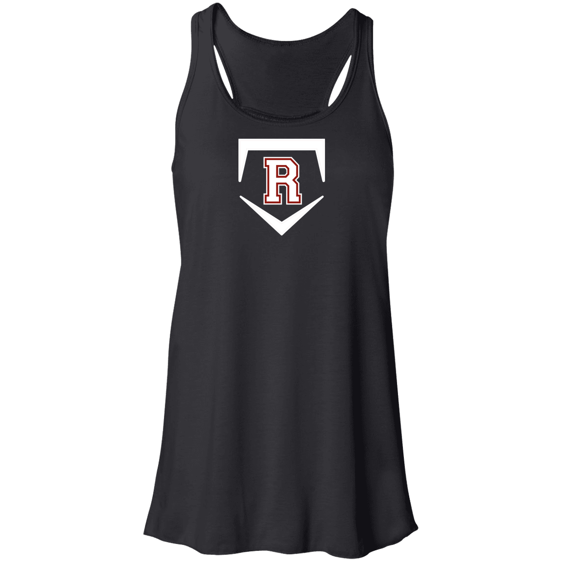 rally-softball-rally-base-original-white-bella-canvas-flowy-racerback-tank — Black — Front — source sha256 e65a02248e24a9f725b632c7f0bafe672a7d14b5518028354999b62313fb485b — Color position 1