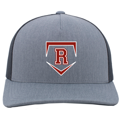 rally-softball-rally-base-original-pacific-headwear-5-panel-trucker-snapback-cap — Heather Grey/Light Charcoal — Front — source sha256 e97431c01f8f24b40f5136315c463153bff1919cbd5d10a2e124e6c4ccc83a6e — Color position 2