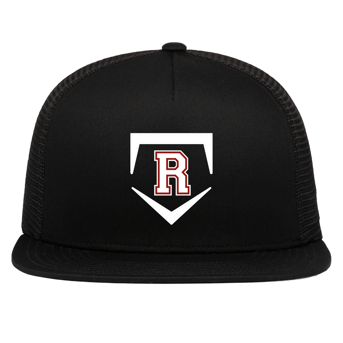 rally-softball-rally-base-original-white-pacific-headwear-d-series-5-panel-trucker-snapback-cap — Black — Front — source sha256 f2d3e3557d8ee95e8dca8255f8df5ddacfea9d827f0aa480802c124880e96ba0 — Color position 1