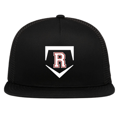 rally-softball-rally-base-original-white-pacific-headwear-d-series-5-panel-trucker-snapback-cap — Black — Front — source sha256 f2d3e3557d8ee95e8dca8255f8df5ddacfea9d827f0aa480802c124880e96ba0 — Color position 1