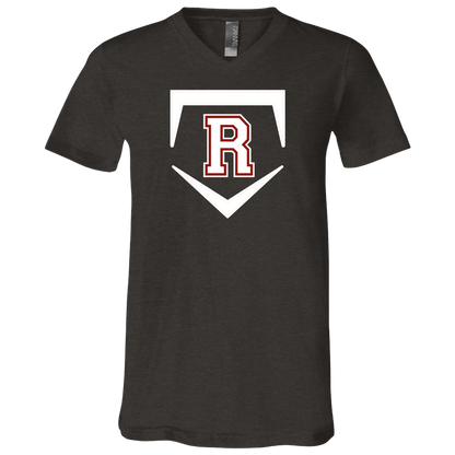 rally-softball-rally-base-original-white-bella-canvas-unisex-jersey-ss-v-neck-t-shirt — Dark Grey Heather — Front — source sha256 f504bd399f62944e9287bd4d98df97d7c9ae94b61be49e509760bbc8523397c2 — Color position 2