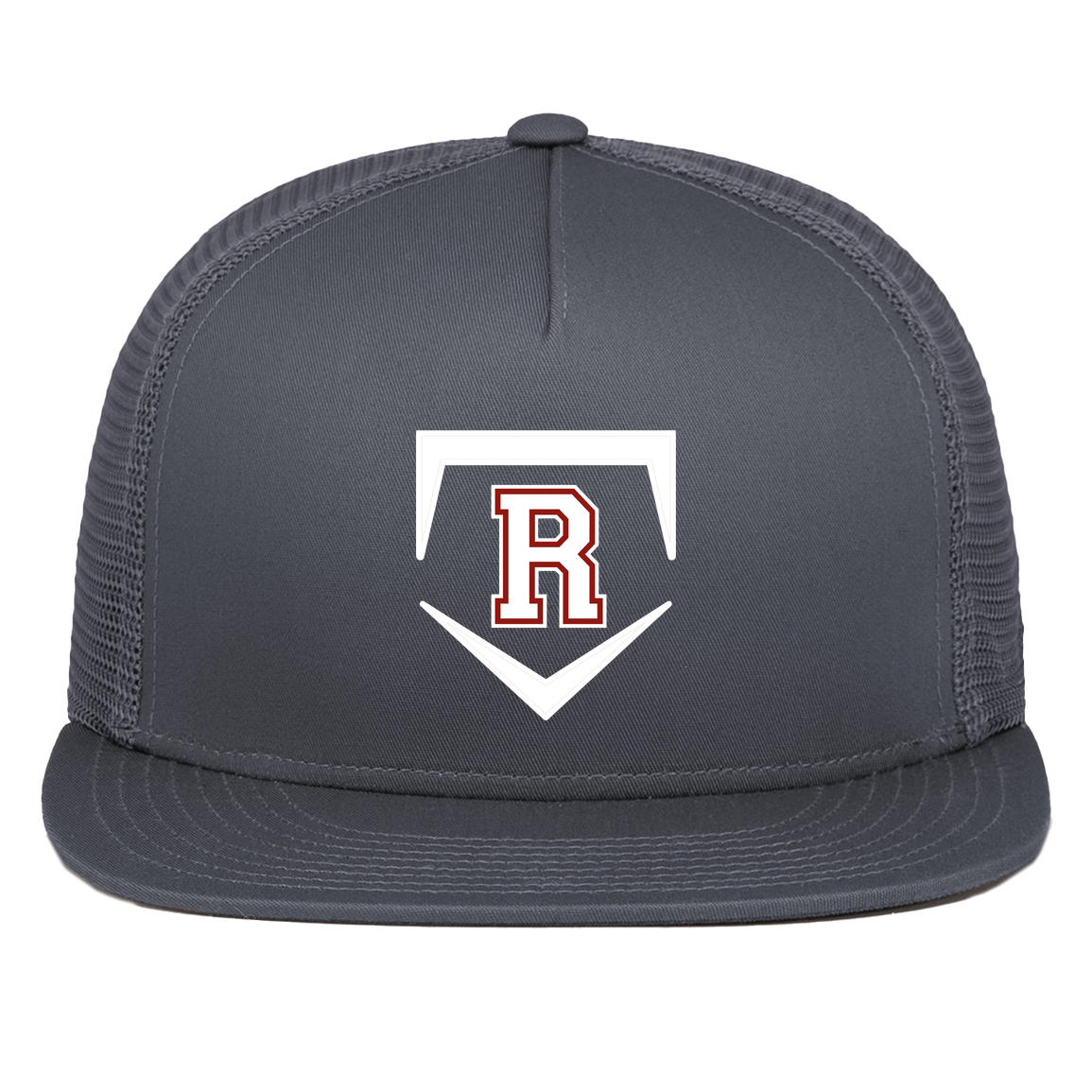 rally-softball-rally-base-original-white-pacific-headwear-d-series-5-panel-trucker-snapback-cap — Graphite — Front — source sha256 fbbb2d73e88d3cb9d2092e282e6b0808adbad9018a2d5625cdb485cbbdd02a6d — Color position 3