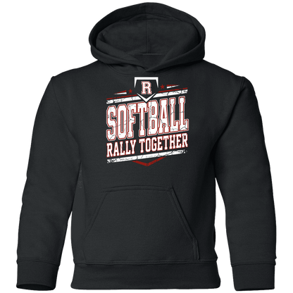 rally-softball-rally-base-rally-together-white-gildan-youth-pullover-hoodie — Black — Front — source sha256 11690b55a6e9db6f00d4fe9007c7b9d682ba23b074a5a76b0f19034f8d40d8fb — Color position 1