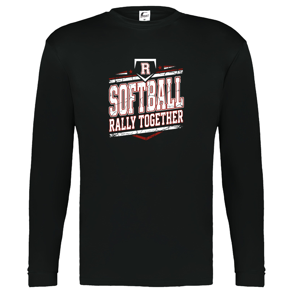 rally-softball-rally-base-rally-together-white-c2-kids-performance-long-sleeve-tee — Black — Front — source sha256 1c247f2f4a35927995dbb3cfbfc3ef0b25e5cb6c1572e9807a44dc147bfd6dee — Color position 1