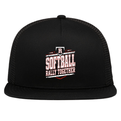 rally-softball-rally-base-rally-together-white-pacific-headwear-d-series-5-panel-trucker-snapback-cap — Black — Front — source sha256 37826f08e8e27f4c9e6ee6e08bce61af77e31ed13bc742ff07d91a2b5284760a — Color position 1