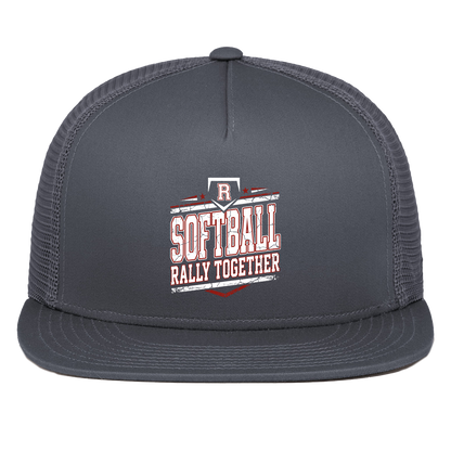 rally-softball-rally-base-rally-together-white-pacific-headwear-d-series-5-panel-trucker-snapback-cap — Graphite — Front — source sha256 569ee075bb5f957d601ba2a599ad21d3990f8bf93c77afdbcb4be64b917faad4 — Color position 3