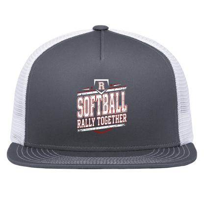 rally-softball-rally-base-rally-together-white-pacific-headwear-d-series-5-panel-trucker-snapback-cap — Graphite/White — Front — source sha256 61522afe938f639b8d859b60cac0bfc49c4d56dc50b46001c8b631d573414521 — Color position 4
