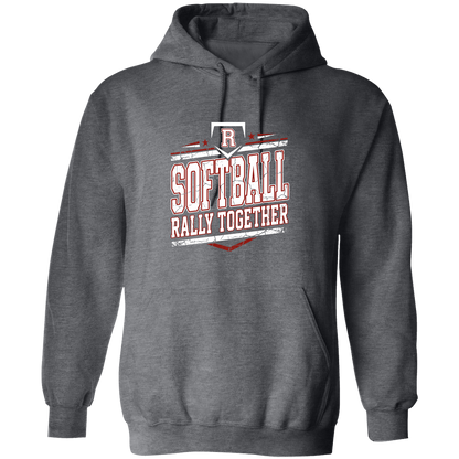 rally-softball-rally-base-rally-together-white-gildan-pullover-hoodie — Dark Heather — Front — source sha256 a99a88df83b433535384a00b167fea87cd27069e42b7ed93528efa3e78d9daf7 — Color position 2