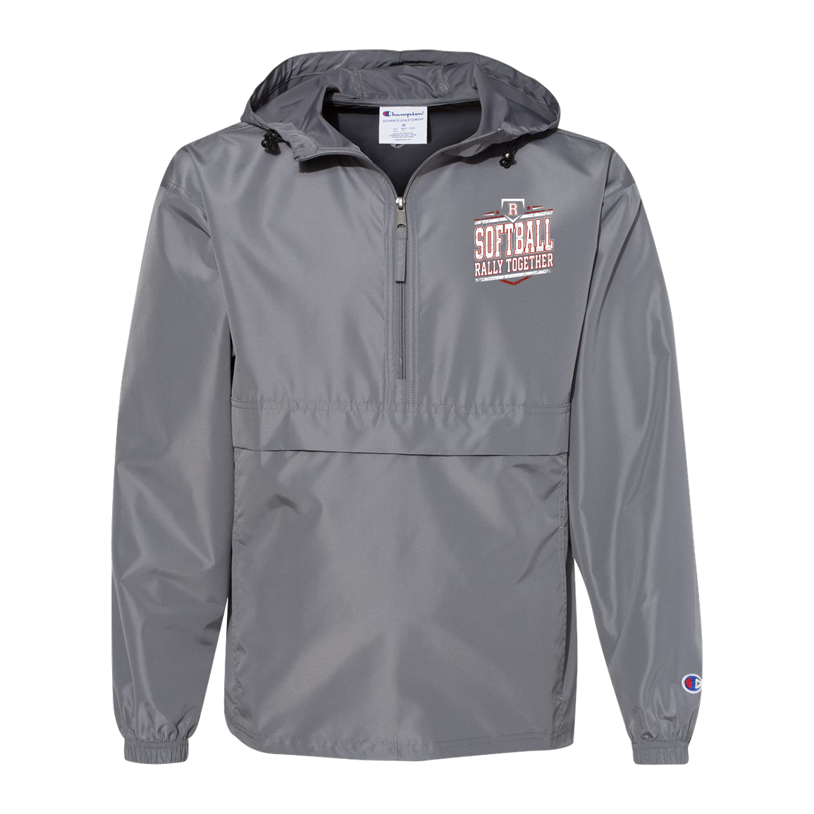 rally-softball-rally-base-rally-together-white-champion-unisex-packable-anorak-jacket — Graphite — Front — source sha256 ae4b9a491d55ce560f605e50032a9ddc2def1eb8b8b45173eb16c0379ce260dd — Color position 2