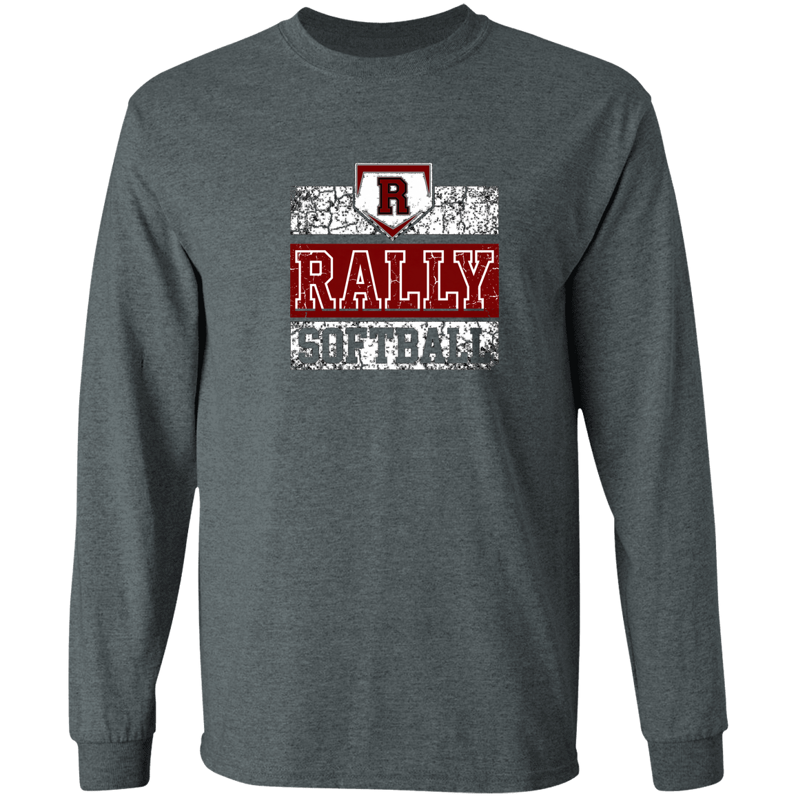 rally-softball-rally-base-softball-blocks-white-gildan-ls-t-shirt-5-3-oz — Dark Heather — Front — source sha256 85a1bd50df044e2e19ca799a54e3e6abe7ce1e09e9f848e2f175fdda3eac83f4 — Color position 1