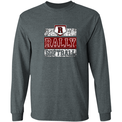 rally-softball-rally-base-softball-blocks-white-gildan-ls-t-shirt-5-3-oz — Dark Heather — Front — source sha256 85a1bd50df044e2e19ca799a54e3e6abe7ce1e09e9f848e2f175fdda3eac83f4 — Color position 1