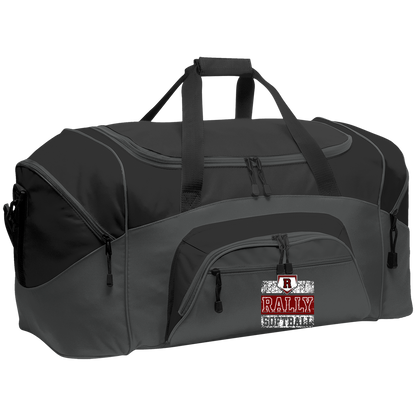 rally-softball-rally-base-softball-blocks-white-port-company-sport-duffel — Dark Charcoal/Black — Front — source sha256 9eb0b40230e219287347be766a43331ed907dcd4e90f95f6813e0b06355a1165 — Color position 2