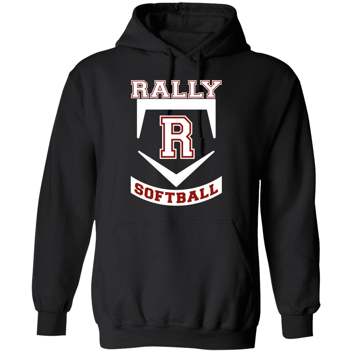 rally-softball-base-white-gildan-pullover-hoodie — Black — Front — source sha256 0ff8fba1270e009d9b95f2e0d2587a2ba6683d8a8096093aee9aac442d673f92 — Color position 1