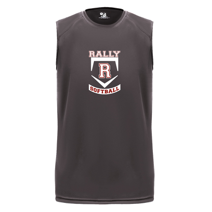 rally-softball-base-white-badger-b-core-sleeveless-performance-tee — Graphite — Front — source sha256 19c8636bca3e5635b0a3d934c9fd60d2b6a90bac39cdbc1948f78a7734132b7e — Color position 2
