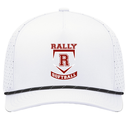 rally-softball-base-pacific-headwear-weekender-perforated-snapback-cap — White/Black — Front — source sha256 26d0ef938c655360b33e5fdc90b2915c7b29daa0746d3e5896a9e7e7bacaed45 — Color position 7