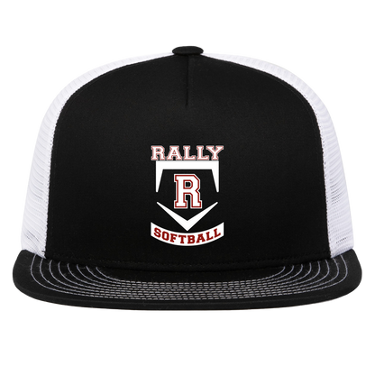 rally-softball-base-white-pacific-headwear-d-series-5-panel-trucker-snapback-cap — Black/White — Front — source sha256 2eabebf147703d91eb587699415eb84f11c1a8e57d161fcb91f5e15d38ac9925 — Color position 2
