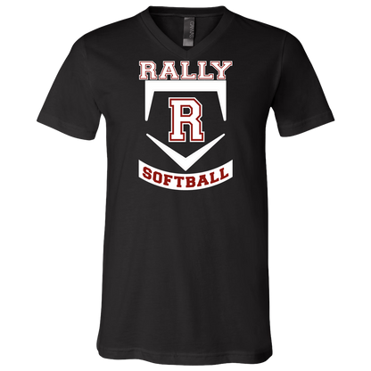 rally-softball-base-white-bella-canvas-unisex-jersey-ss-v-neck-t-shirt — Black — Front — source sha256 315264890821d0400ce720d87d0b842646c45e294ab34dfea2b63a7527e6949b — Color position 1