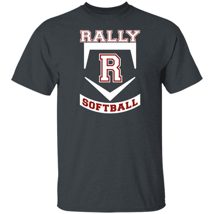 rally-softball-base-white-gildan-5-3-oz-t-shirt — Dark Heather — Front — source sha256 34feabda8c5774a9e80c4427a4bb1ef3d8a05f208f2db4fa8408aead922cbbcd — Color position 2