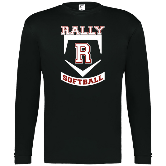 rally-softball-base-white-c2-mens-performance-long-sleeve-tee — Black — Front — source sha256 4ced8d2346d401b7118b8f1c60ea69cf23b4b96d715b6dede0b4750a894240e0 — Color position 1