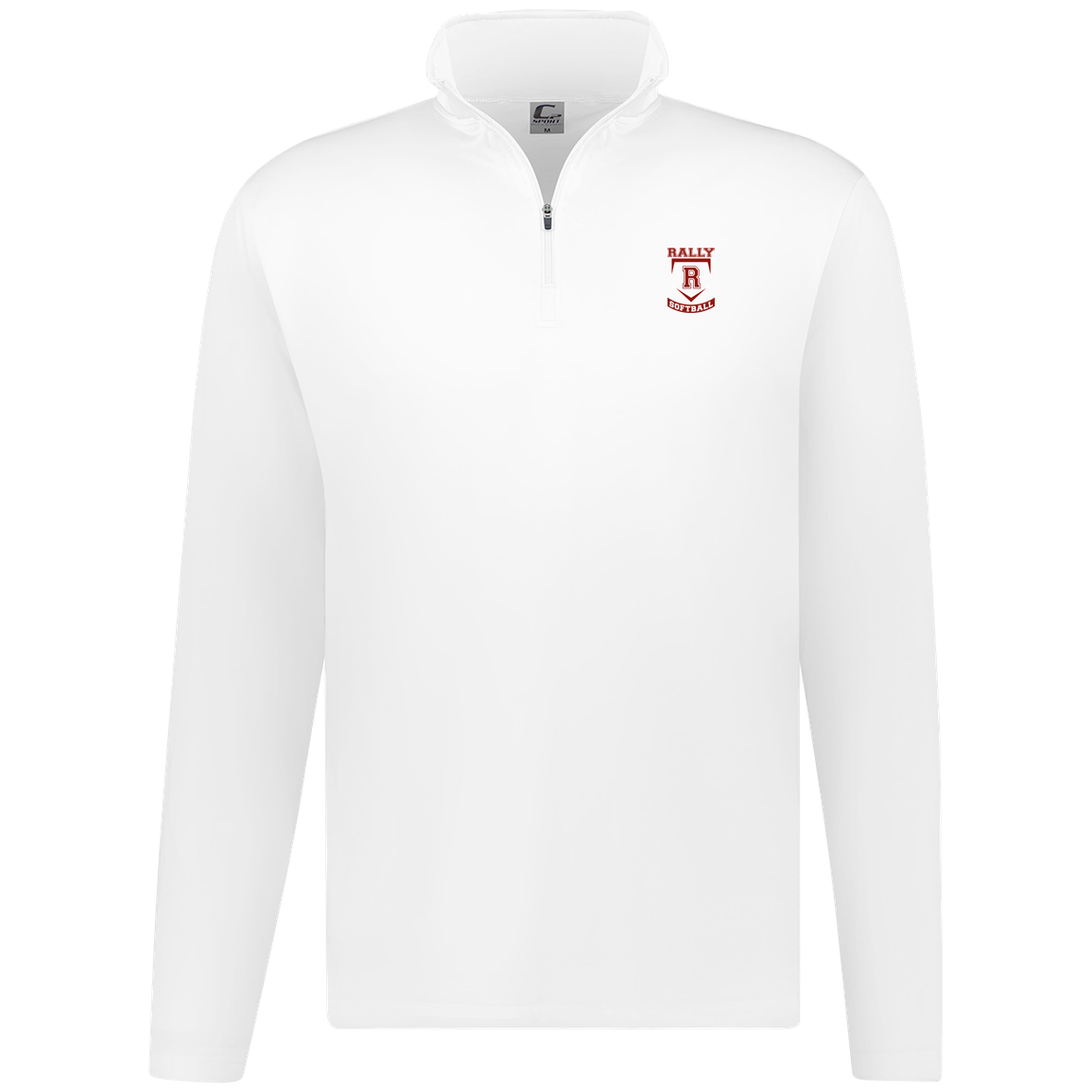 rally-softball-base-c2-mens-1-4-zip-pullover — White — Front — source sha256 531ae3794c05e7f43161e0cb9684204de87f136ea0bae5a0dca9aaf62e04de1d — Color position 3