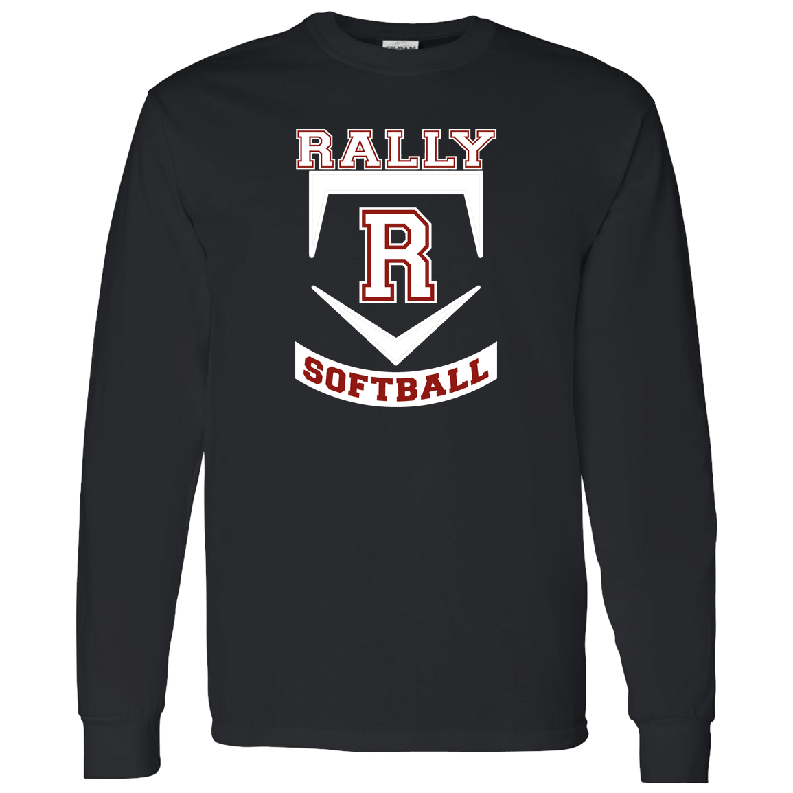 rally-softball-base-white-gildan-ls-t-shirt-5-3-oz — Black — Front — source sha256 5773fa0896efabd3197ee65064d50f695c5194cc956767cc1d1eb2b8298e450d — Color position 2