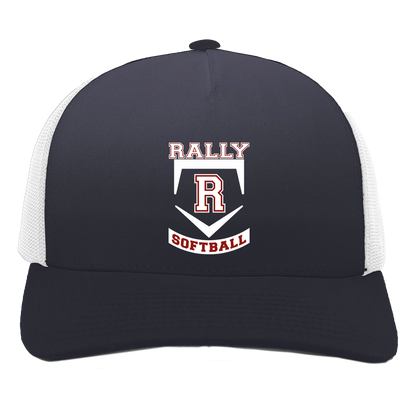 rally-softball-base-white-pacific-headwear-5-panel-trucker-snapback-cap — Navy/White — Front — source sha256 5fb6e42e5c06505be8a070e064225f9f743a99aedb2bd7e6fd66ad5e434b53d1 — Color position 1