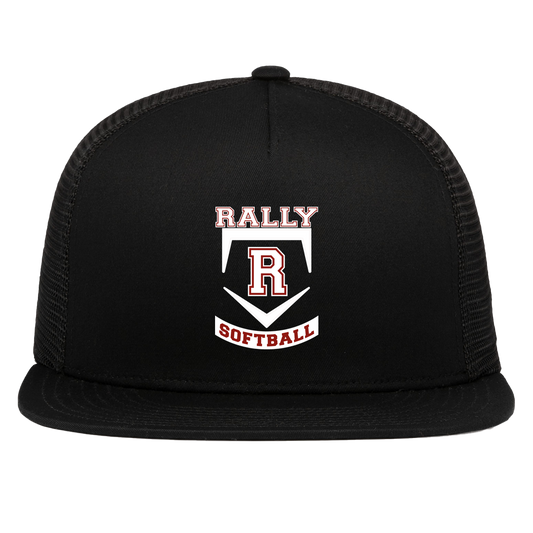 rally-softball-base-white-pacific-headwear-d-series-5-panel-trucker-snapback-cap — Black — Front — source sha256 7958fa080daa3529a6d32b407ba7a5aaa2351bc3166f8ea69d86a1f7c2605ea3 — Color position 1